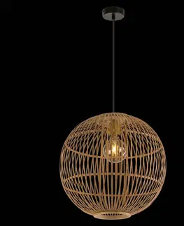 Závěsná světla Globo Závěsné svítidlo Hildegarda z bambusu, Ø 40 cm