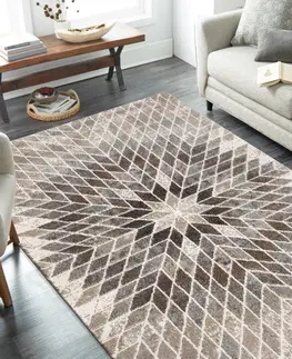 Moderní koberce Moderní designový béžový koberec s přírodními motivy