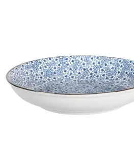 Talíře Hluboký talíř s modrými kvítky BlueFlowers - Ø  20*4 cm Clayre & Eef 6CEBO0046