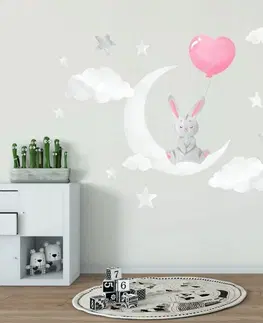 Zvířátka Roztomilá nálepka na zeď pro holčičky zamilovaný zajíček 100 x 200 cm