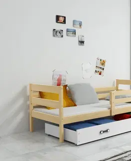 Postele BMS Dětská jednolůžková postel s úložným prostorem ERYK | borovice Barva: Borovice / bílá, Rozměr: 190 x 80 cm