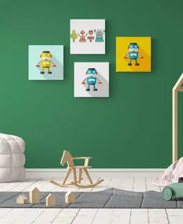 Sestavy obrazů Set obrazů pro dětské milovníky robotů