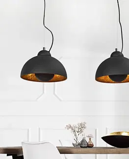 Luxusní designové závěsné lampy Estila Designové závěsné svítidlo Studio 3 černo-zlaté