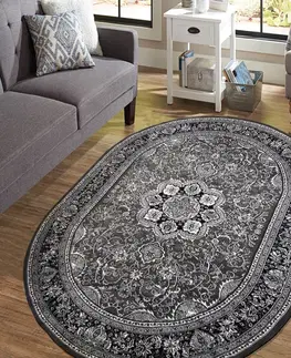 Kulaté a oválné koberce Exkluzivní oválný koberec v nadčasové šedé barvě Šířka: 200 cm | Délka: 300 cm