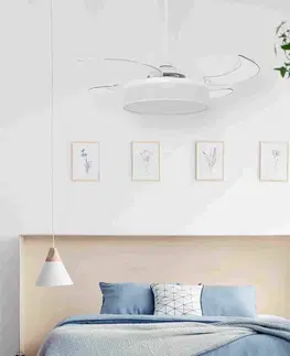 Stropní ventilátory se světlem Beacon Lighting Stropní ventilátor Fanaway Fraser light, bílý/čirý