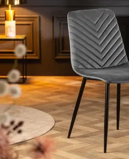 Luxusní jídelní židle Estila Retro moderní jídelní židle Forisma s šedým sametovým potahem 87cm