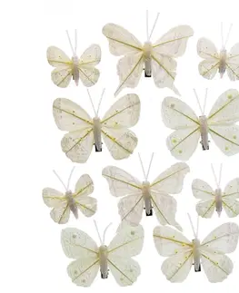 Vánoční dekorace Sada vánočních ozdob Motýlci bílá, 10 ks