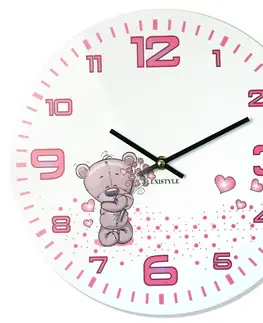Dětské nástěnné hodiny Nástěnné hodiny pro dívky v bílé barvě a růžovým ciferníkem