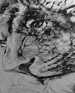 Černobílé obrazy Obraz všemohoucí se lvem v černobílém provedení