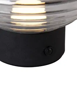 Stolni lampy Tafellamp zwart met smoke glas oplaadbaar - Lexie
