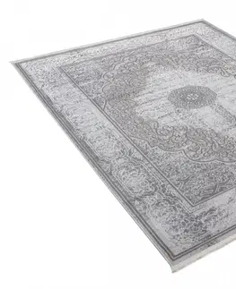 Moderní koberce Exkluzivní šedý koberec s bílým orientálním vzorem Šířka: 120 cm | Délka: 170 cm