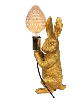 Lampy Dekorativní lampička ve tvaru zlatého zajíce Vines - 13*17*36 cm E27 Clayre & Eef 6LMP748