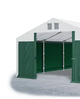 Zahrada Skladový stan 5x10x2,5m střecha PVC 560g/m2 boky PVC 500g/m2 konstrukce ZIMA PLUS Bílá Zelená Bílá