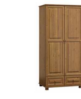 Šatní skříně Skříň kombinovaná 2D BHAGIRA 5, šíře 80 cm, masiv borovice, moření: dub