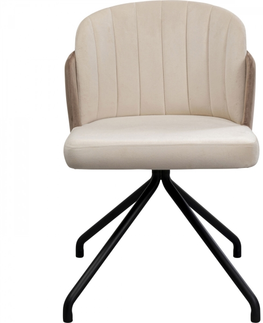 Otočné židle KARE Design Béžová polstrovaná otočná židle Hojas