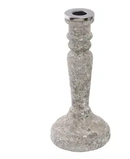 Svícny Skleněný svícen s kamenným potahem - Ø 10*22 cm Clayre & Eef 6GL2132