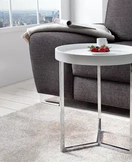 Luxusní a designové příruční stolky Estila Stylový příruční stolek Modul 40cm bílá / stříbrná
