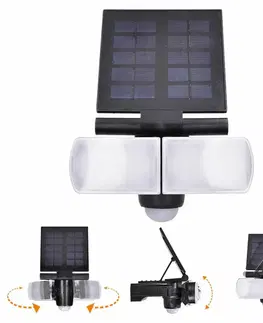 LED reflektory Solight LED solární osvětlení se senzorem, 8W, 600lm, Li-on, černá WO772