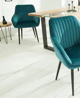 Luxusní jídelní židle Estila Designová židle Timeless Comfort tyrkysová