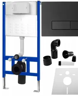 Záchody REA Podomítkový WC systém + tlačítka H černý KPL-90006