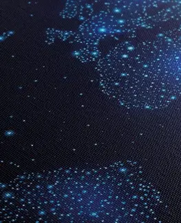 Obrazy mapy Obraz mapa světa s noční oblohou