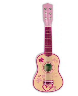 Hračky BONTEMPI - Klasická dřevěná kytara 55 cm v dívčí růžové barvě 225572