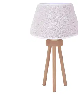 Lampy   - Stolní lampa BOUCLE 1xE27/15W/230V bílá/dřevo 