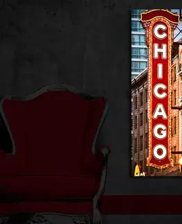 Obrazy Dekorativní nástěnný obraz CHICAGO s led osvětlením 30 cm plátno