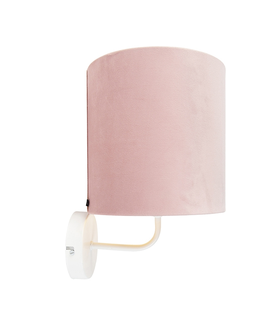 Nastenna svitidla Vintage nástěnná lampa bílá s odstínem růžového sametu - Matt