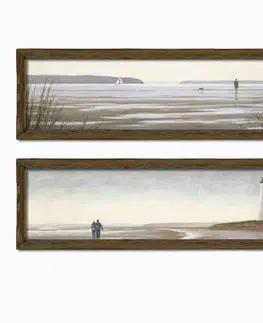 Obrazy Wallity Sada obrazů Lighthouse 2 ks 19x70 cm hnědá