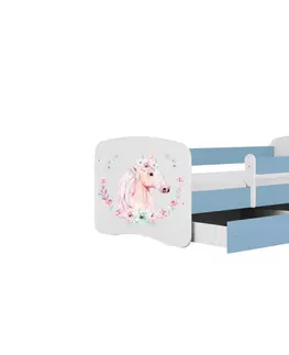 Dětské postýlky Kocot kids Dětská postel Babydreams kůň modrá, varianta 70x140, se šuplíky, s matrací
