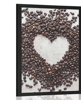 S kuchyňským motivem Plakát srdce z kávových zrn