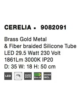 Designová nástěnná svítidla NOVA LUCE nástěnné svítidlo CERELIA mosazný zlatý kov a silikonová trubice LED 29.5W 230V 3000K IP20 9082091