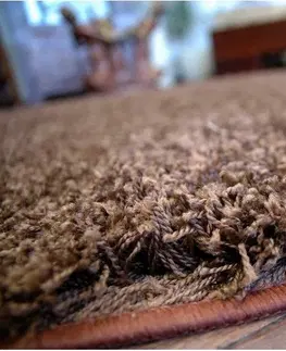 Koberce a koberečky Dywany Lusczow Kusový koberec SHAGGY Izebelie 5cm hnědý, velikost 100x500