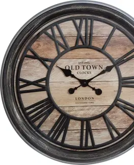 Hodiny DekorStyle 3D nástěnné hodiny Old Town 50 cm hnědé