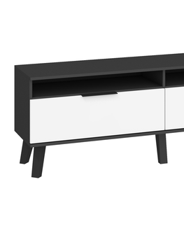 TV stolky Televizní stolek OSMAK 2D, černá/bílý lesk, 5 let záruka