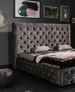 Designové postele LuxD 27696 Designová postel Laney 180 x 200 cm olivově šedý samet