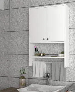 Koupelnový nábytek Kalune Design Závěsná koupelnová skříňka s věšákem na ručníky Vira bílá