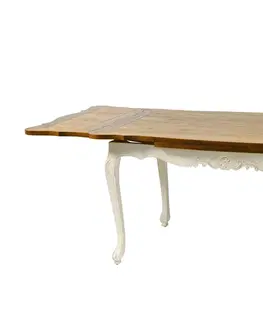 Designové a luxusní jídelní stoly Estila Luxusní provence jídelní stůl Preciosa s hnědou vrchní deskou a ručně vyřezávanými nožičkami 240cm