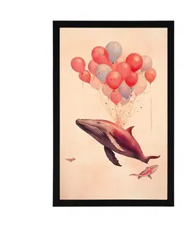 Zasněná zvířátka Plakát zasněná velryba s balony