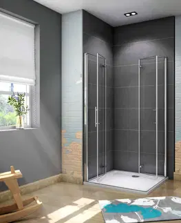 Sprchové vaničky H K Obdelníkový SOLO R910, 90x100 cm se zalamovacími dveřmi, rohový vstup včetně sprchové vaničky z litého mramoru