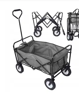 ZAHRADNÍ NÁBYTEK Praktický víceúčelový přepravní vozík v šedé barvě
