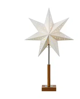 Vánoční světelná hvězda Markslöjd Hvězda Solvalla s dřevěnou základnou 55 cm bílá