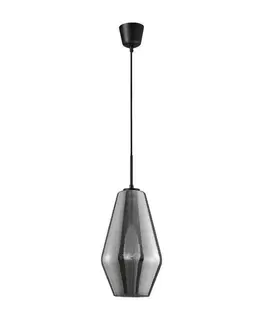 Designová závěsná svítidla NOVA LUCE závěsné svítidlo VEIRO chromové sklo černý kov černý kabel E27 1x12W 230V IP20 bez žárovky 9724101
