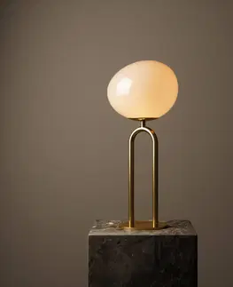 Stolní lampy DFTP by Nordlux Stolní lampa Shapes stínidlo ze skla, bílá/mosaz