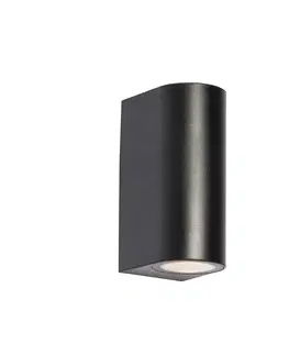 Venkovni nastenne svetlo Moderní venkovní nástěnné svítidlo černé plastové oválné 2-světlo - Baleno