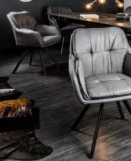 Designové a luxusní židle do pracovny a kanceláře Estila Retro kancelářská židle Dex v šedé barvě 63cm