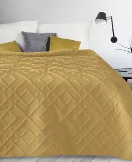 Jednobarevné přehozy na postel Moderní přehoz se vzorem v hořčicové barvě