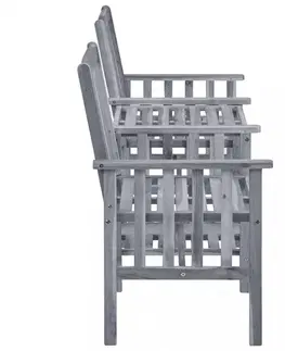 Zahradní židle Zahradní židle se stolkem akácie / látka Dekorhome Šedá kostka