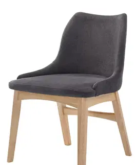 Luxusní jídelní židle Estila Skandinávská šedá jídelní židle Nordica Clara ze světle hnědého dubového dřeva s tmavě šedým čalouněním 84cm